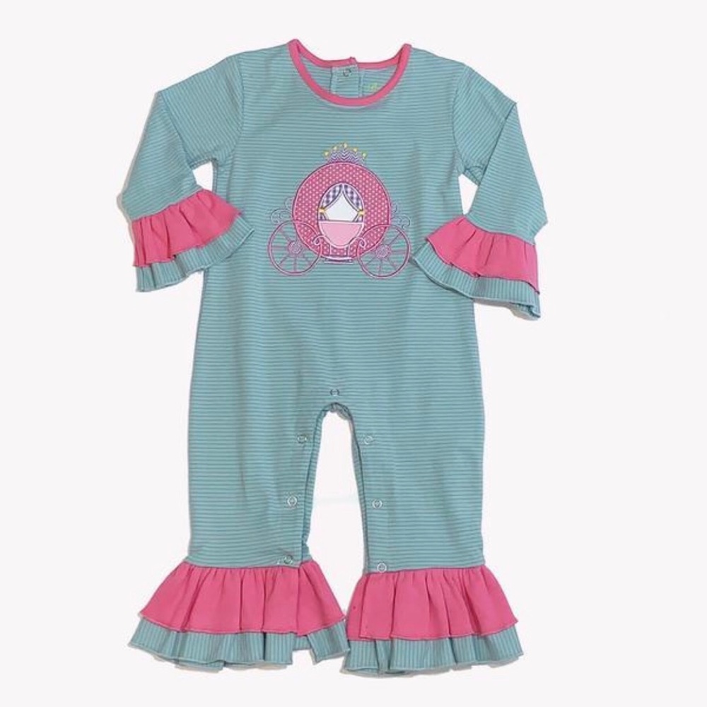 Infant Princess Carriage Appliqué Romper